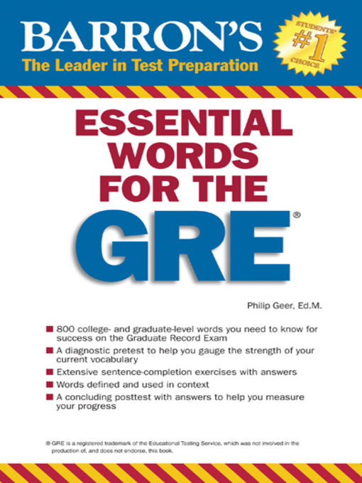 Title details for Essential Words for the GRE by Philip Geer, Ed.M. - Available